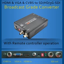 HDMI & VGA & CVBS para SD/HD/3G-SDI Conversor de transmissão Grau com controle remoto
