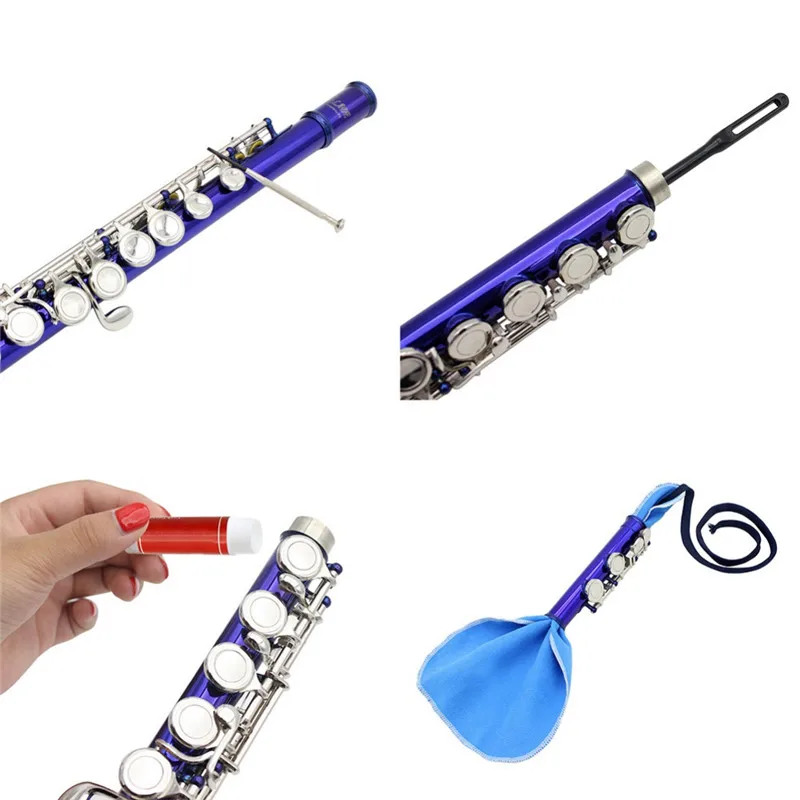 Западный концертный флейта из мельхиора покрытый серебром 16 отверстий C клавишная флейта деревянный духовой инструмент с чистящим украшение на одежду перчатки