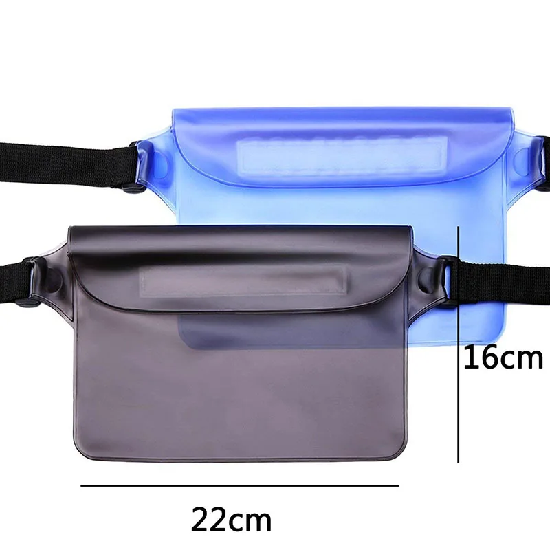 Waterproof Pouch PVC Waterproof Bag Snowproof Dirtproof Sandproof Case Bag  with Super Lightweight and Bigger Space Adjustable Perfect for Beach  Swimming Boating Fishing(Transparent) 