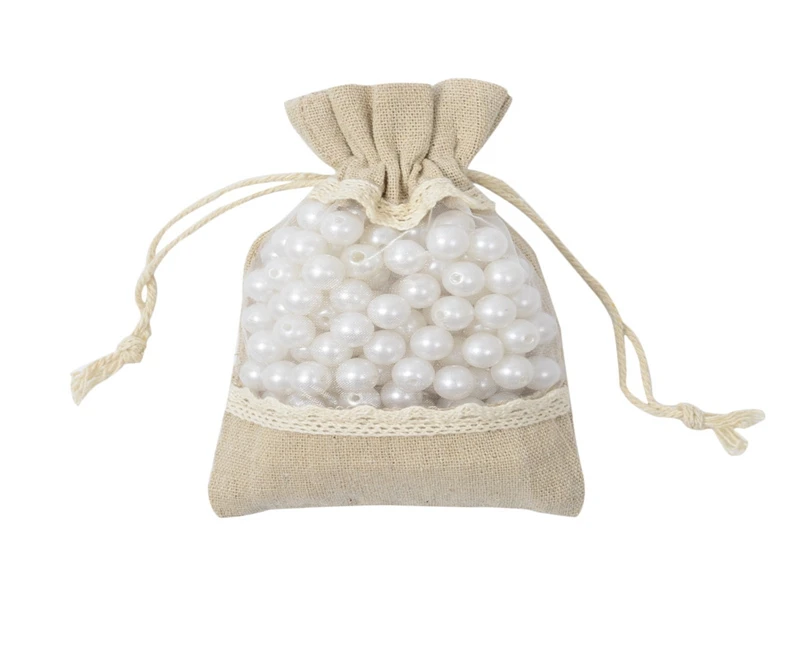 

Роскошный кружевной джутовый мешочек 1000 шт./лот 10*14 см с прозрачным окошком из ПВХ, мешочек для бижутерии на шнурке, свадебные подарочные пакеты