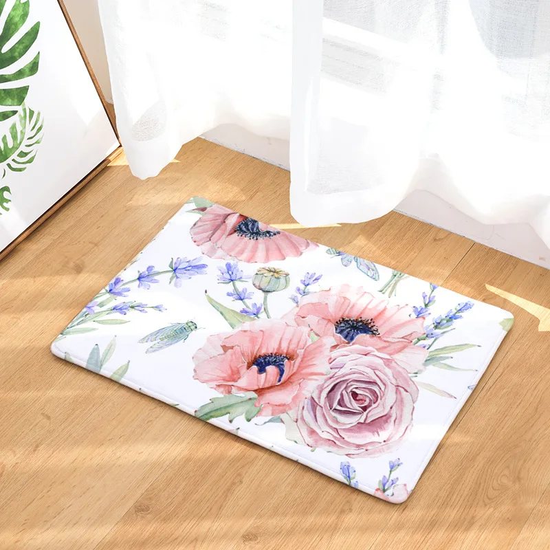 CAMMITEVER Retro Floral Carpet Bedroom Rug Decorative Stair Mats Home Decor Crafts Waterproof Door Mat CAMMITEVER Retro Floral Carpet Bedroom Rug Decorative Stair Mats Home Decor Crafts Waterproof Door Mat