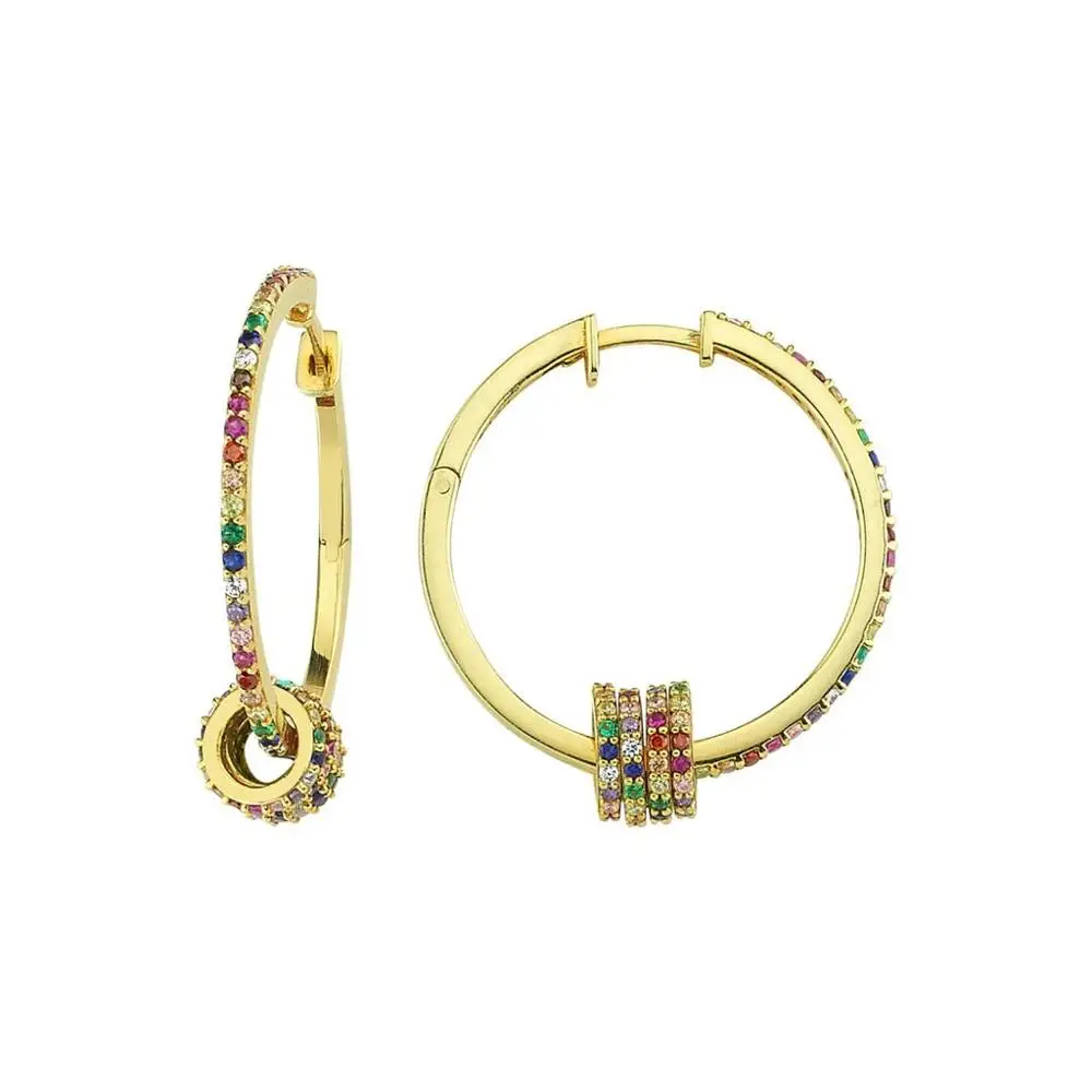 

Hot popular multi CZ Hoop Earrings 30mm Big Smooth Circle Earrings Basketball Brincos Loop Earrings for Women Jewelry Oorbellen