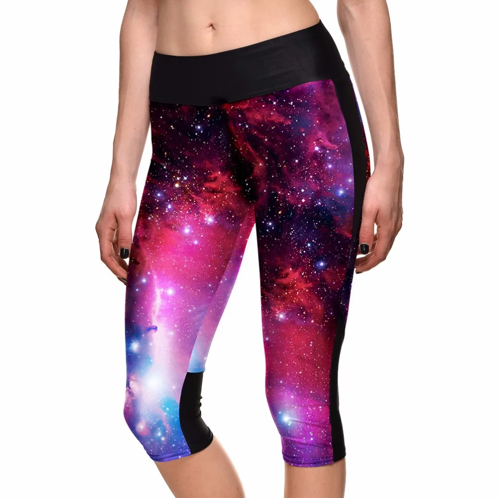 New 3 Patterns Galaxy Space Capris Pants High Waist Big Size S To 4XL Women Capri Sweat pants Fitness Elastic New 3 Patterns Galaxy Space Capris Pants High Waist Big Size S To 4XL Women Capri Sweat pants Fitness Elastic