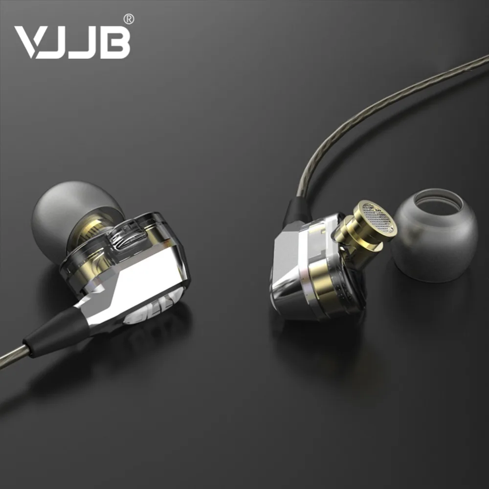 VJJB V1 V1S двойная система управления наушники Deep Bass HIFI идеальное качество звука