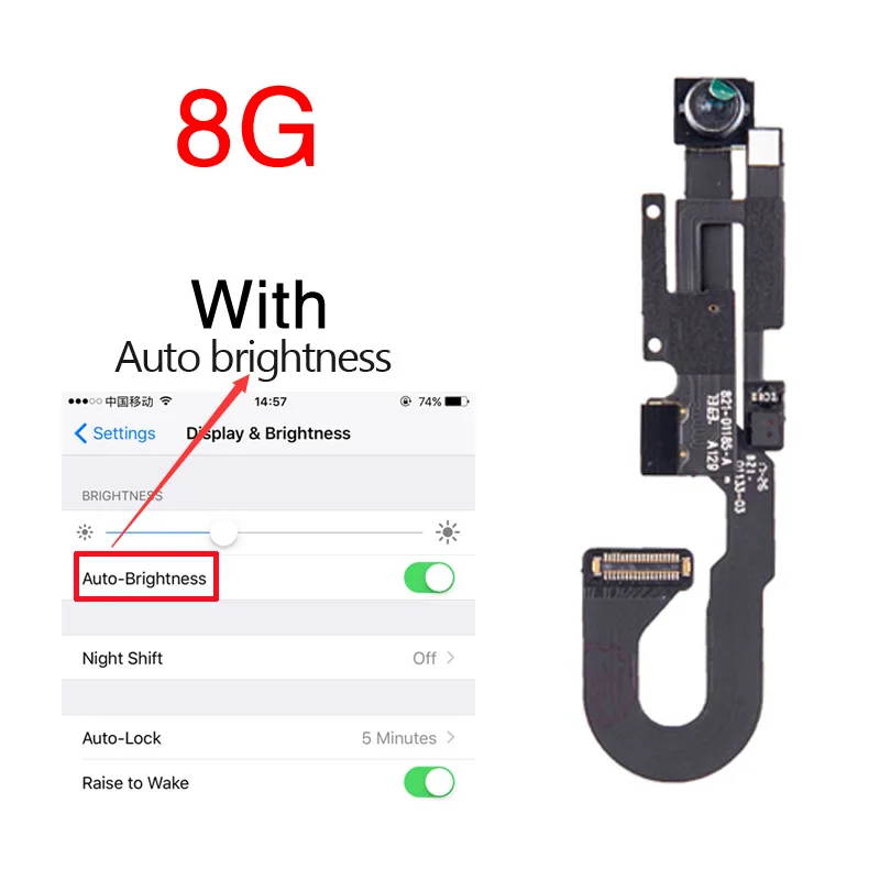 8G With Brightness 10 шт./лот тестовая работа фронтальная камера для iPhone 7 8 Plus X фронтальная камера с датчиком приближения гибкий кабель - Цвет: 8G With Brightness