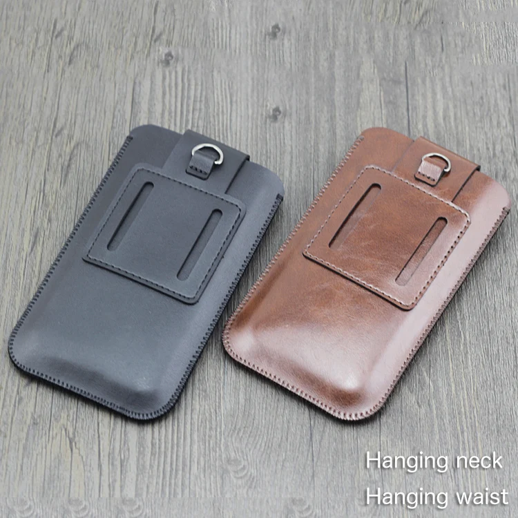 Pendurado Pescoço Pendurado Cinto Cintura Telefone Universal Coldre de Couro em Linha Reta Case Retro Bolsa para Iphone para Samsung Bolsa - Image 4