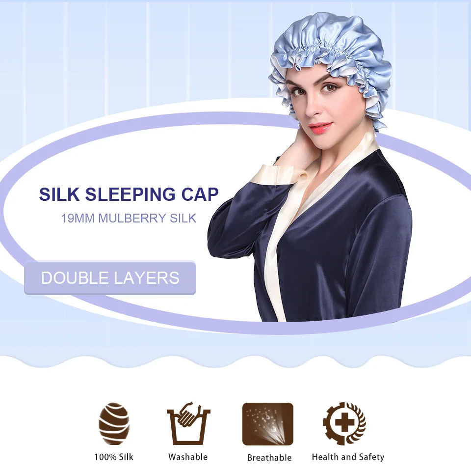 Lilysilk Double Silk Night Sleep Cap Luxury Women Hat Accessories Lady