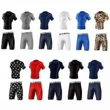 Премиум Возьмите пять мужской кожи усиленное Сжатие Базовый слой футболки+ брюки набор