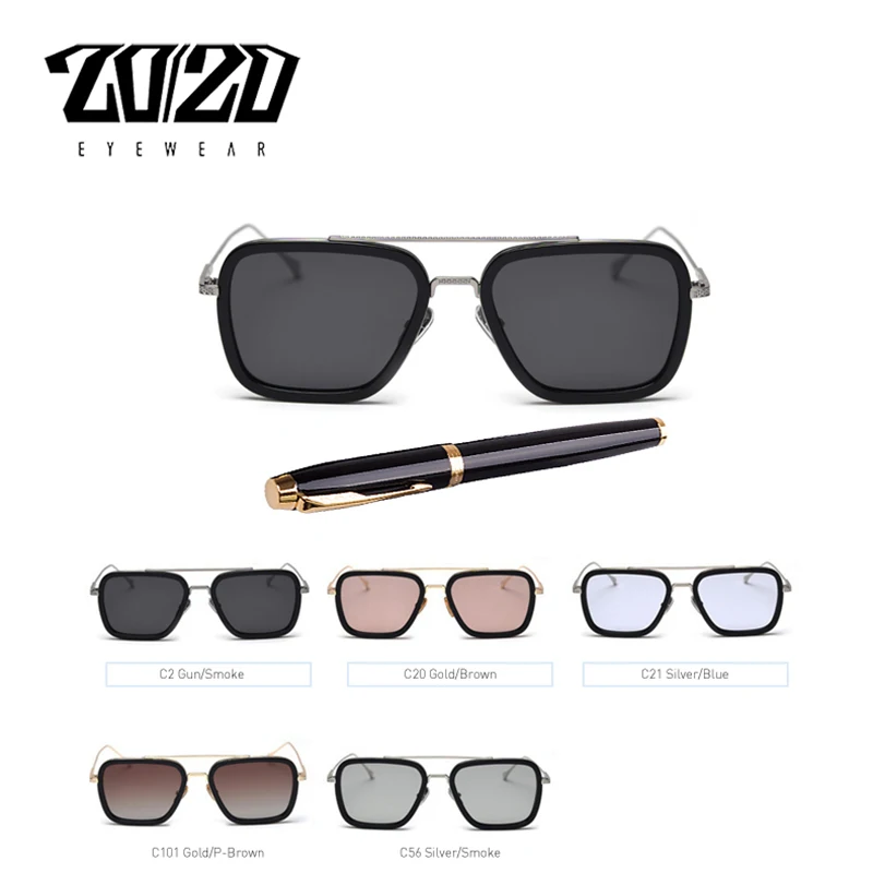 Goedkoop 20 20 Ontwerp Gepolariseerde Vintage Unisex Retro Aluminium Tony Stark Zonnebril Mannen Fashion Zonnebril Voor Vrouwen gafas de sol mujer
