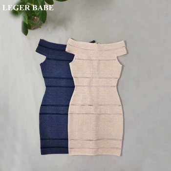 

LEGER BABE Summer New Nude Navy Blue Sexy Bandage Dress Rayon Dress Hollow Out Women Celebrity Party Dresses HL