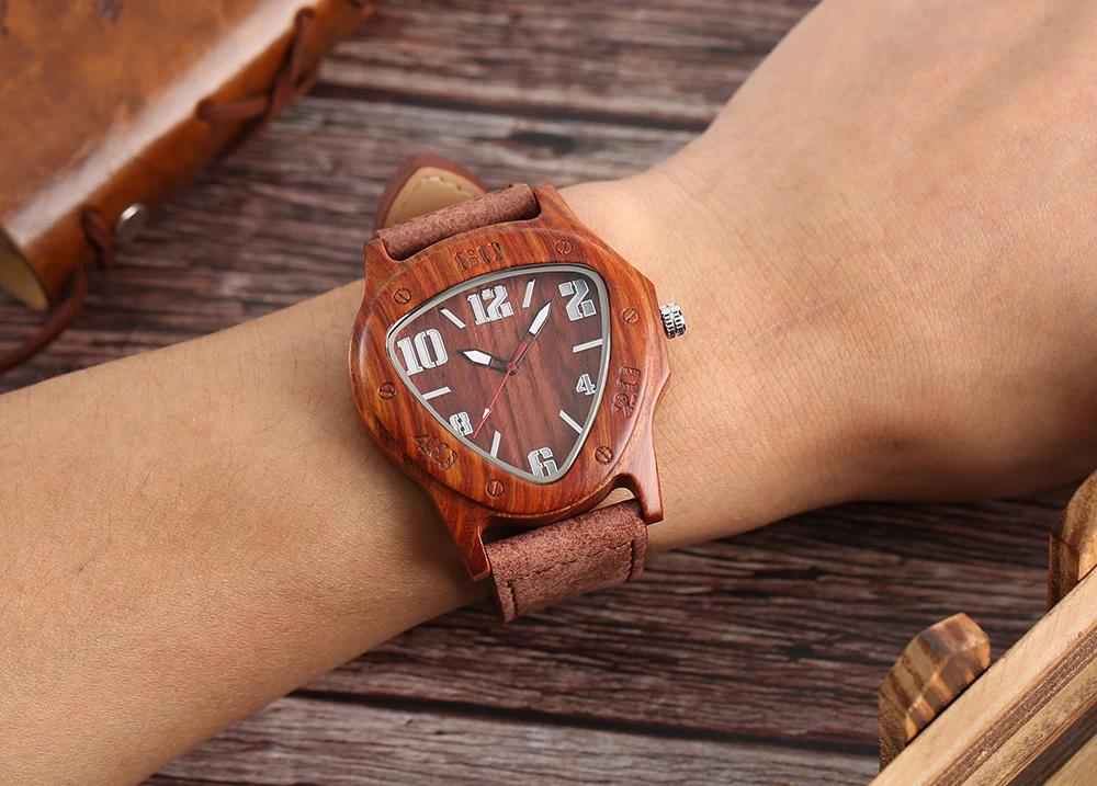 YISUYA Handmade Bamboo Wood Wrist Watch Inverted Triangle Case Sport Men's Watches Nature Wooden Timber Clock Relogio Gift Bag 1 (18)
