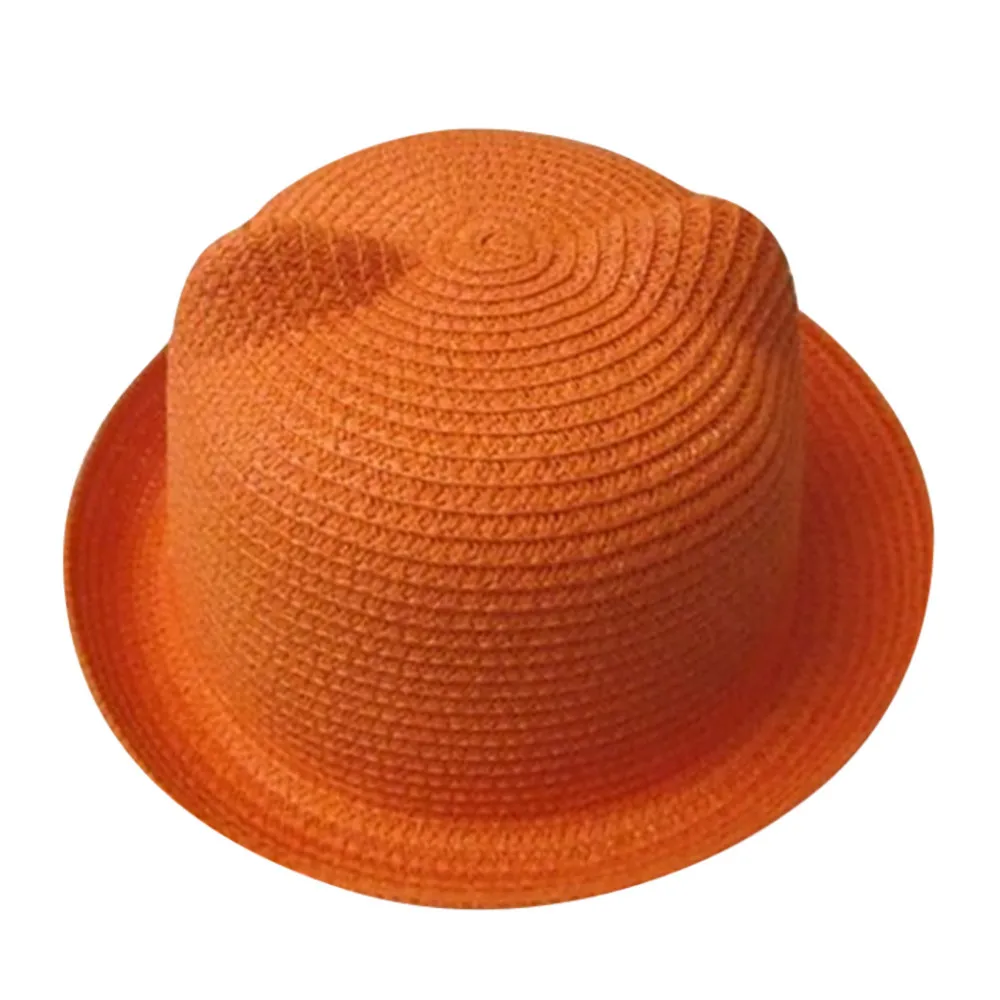 Модная популярная Летняя шляпка шапочка, детская дышащая соломенная шляпа, однотонные шляпы для девочек, кепки, летние топы унисекс - Цвет: Orange