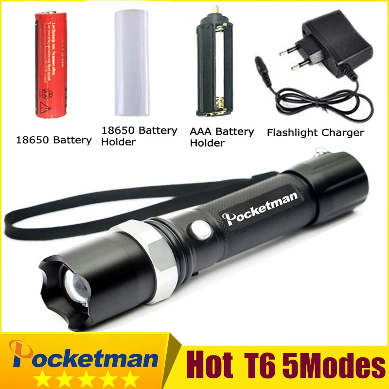 

Powerful LED Flashlight XM-T6 Lantern Rechargeable Torch Zoomable Waterproof AAA /18650 Battery Hand Light linterna Camping