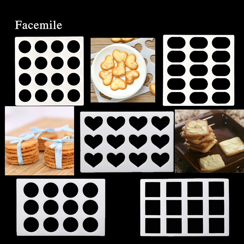 

Facemile 2PCS/SET Geometric Patterns Chocolate Cake Cookie Biscuit Mold Chip Crisp Mold Baking Mat Fondant Cake Decorating Tool