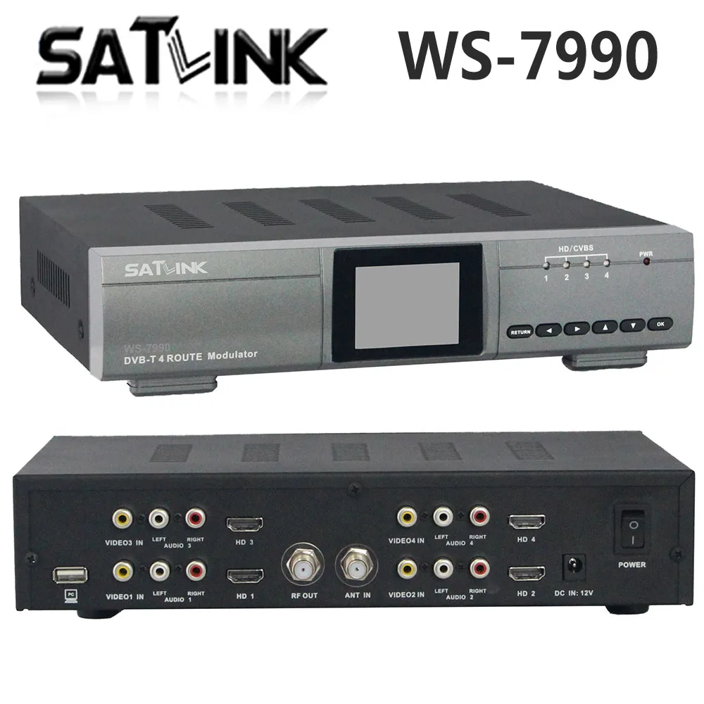 Оригинал Satlink WS 7990 4 маршрут DVB T модулятор AV HD Четыре маршрутизатор DM цифровой RF