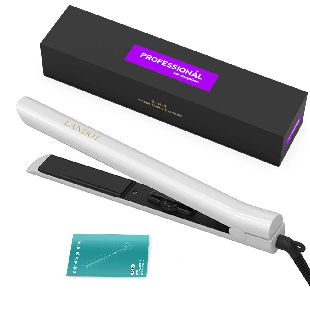 

CHJ Professional 2 in 1 Hair Curling & Straightening Hair Flat Iron LED Display Tourmaline Ceramic Plate Ionic Iron Styling Tool