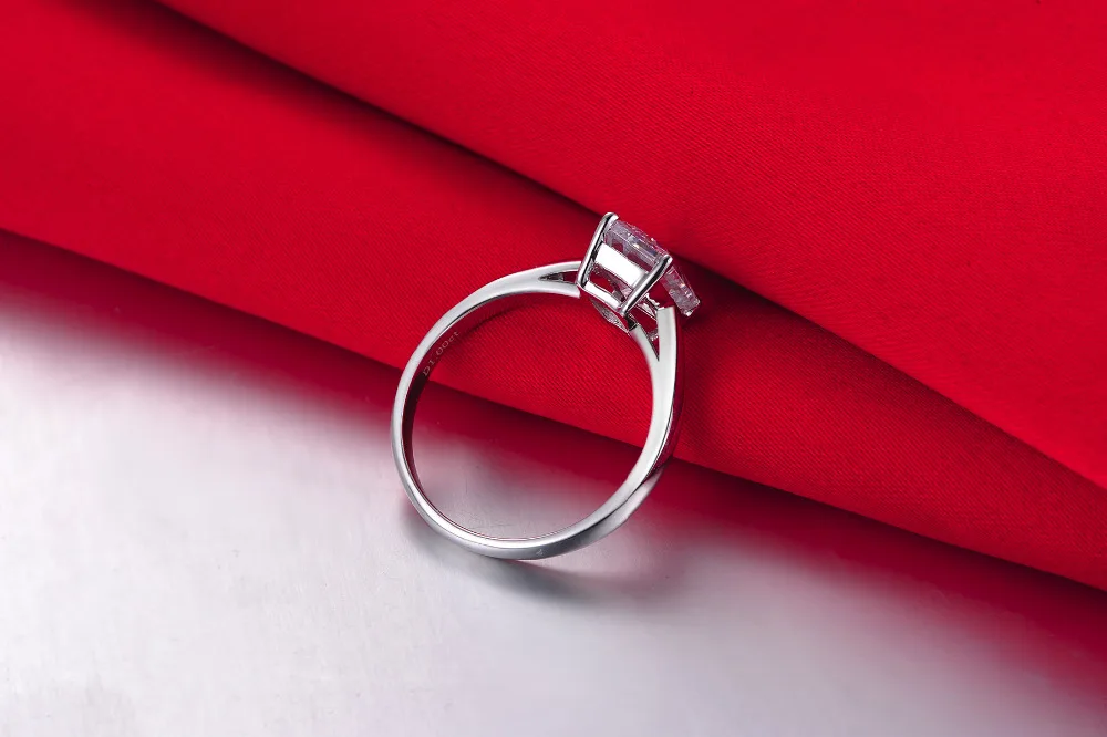 1Ct Изумрудное кольцо взаимодействие синтетических алмазов Пасьянс женское кольцо твердое кольцо из стерлингового серебра 925 пробы белое золото цвет ювелирные изделия