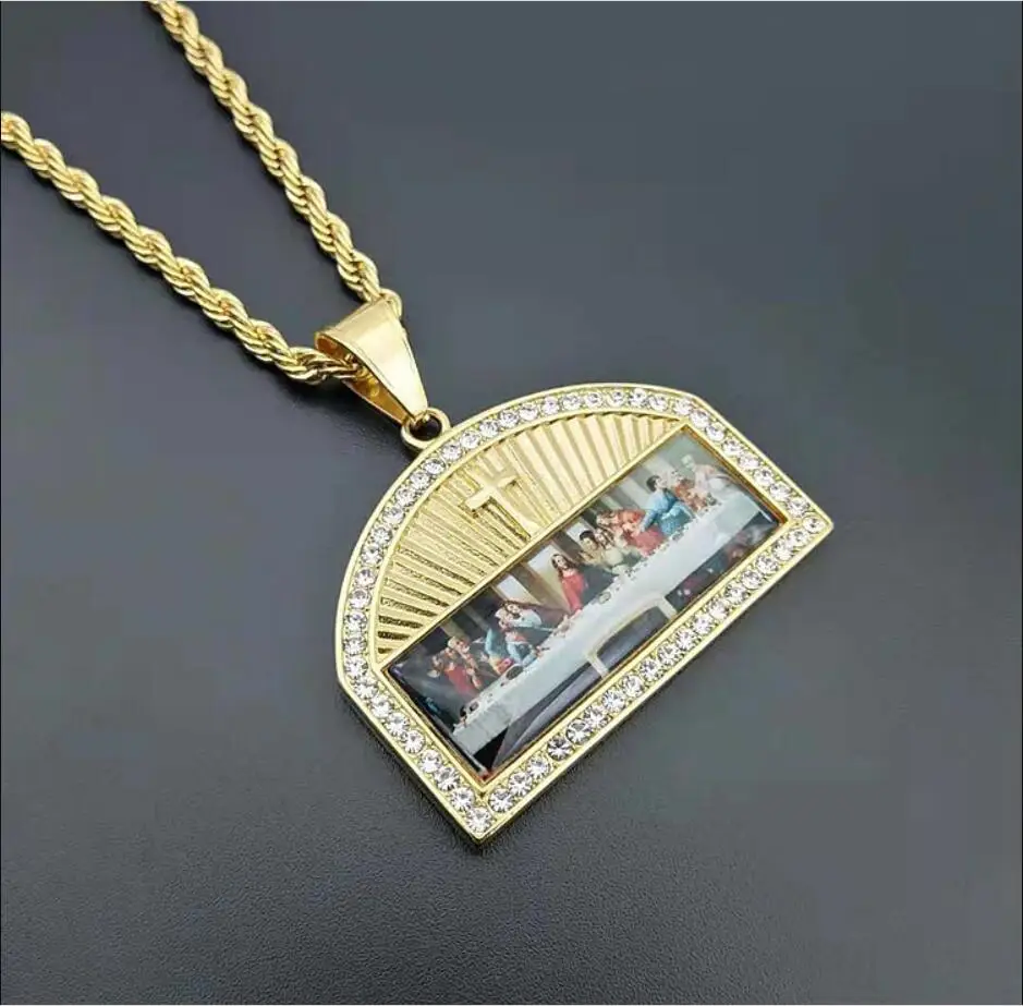 

2018 New arrived Men Hip hop iced out The Last Supper pendant necklaces fashion vintage necklace mens Hiphop jewelry gifts