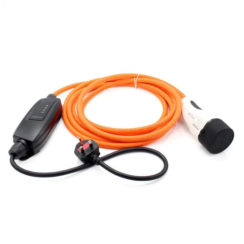 

DUOSIDA Duosida IEC62196 Mode 2 portable ev charger 10A with 3Pin UK plug type 2 evse charging cable
