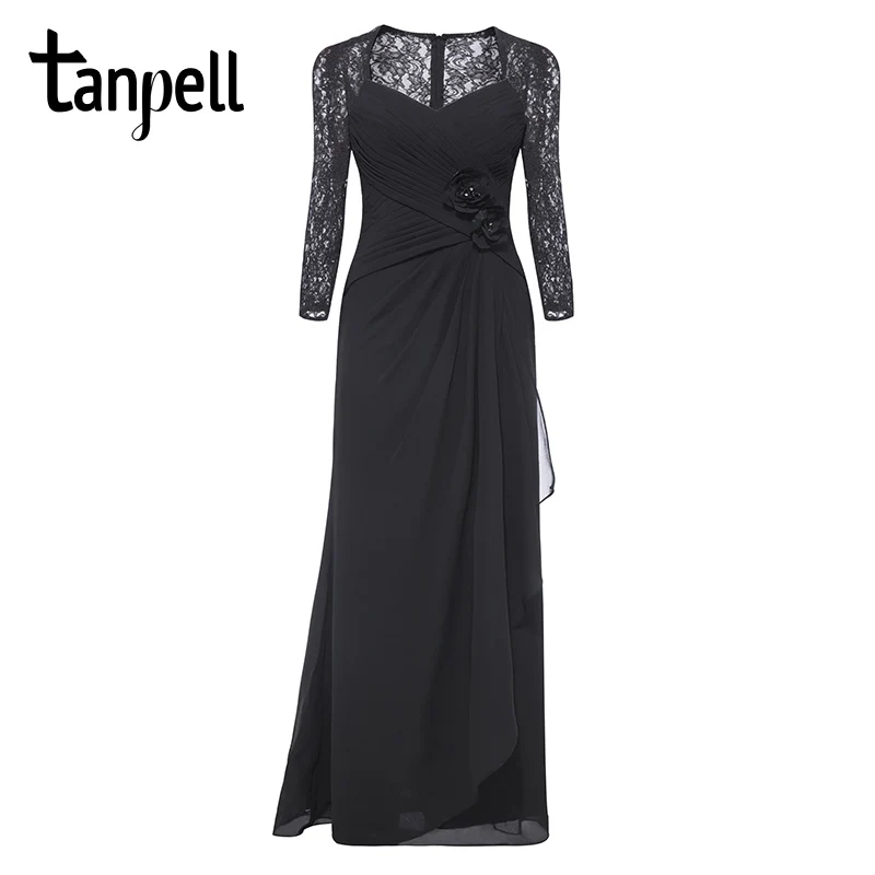 Tanpell 3 4 sleeves evening dress v neck