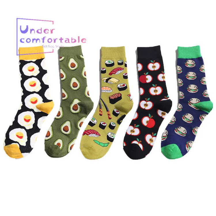 

Fashion Fruit Pattern Printed Personality 100% Cotton Solid Women Mid-calf Length Socks Comfortable Intimates Girl Sock