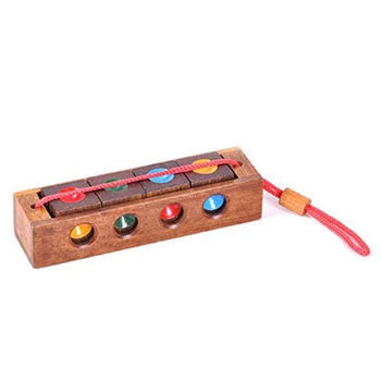 

Wooden Color Chess Crazy Four Keychain Burr Puzzles Brain Teaser Toy