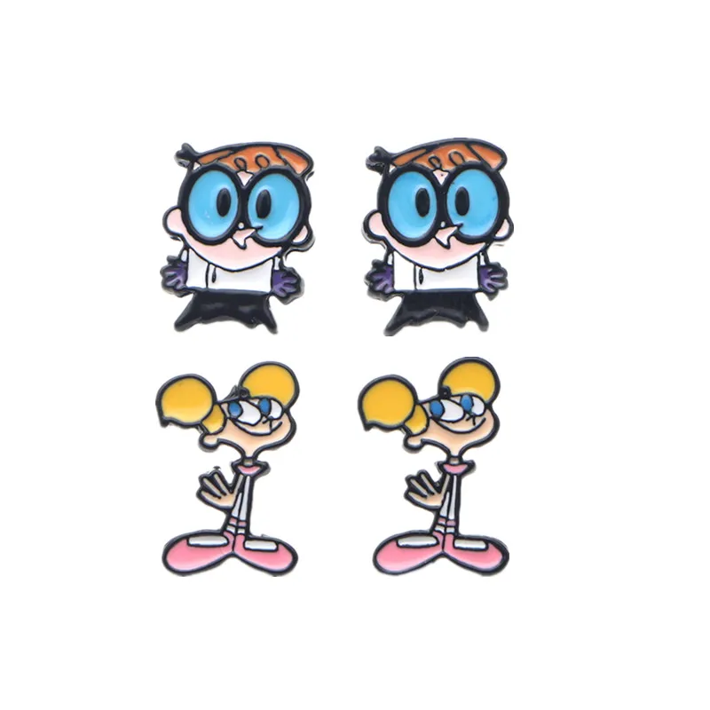 

DMLSKY Dexter's Lab Stud Earrings Cartoon Earrings Jewelry Prevent allergy Stud Earring Pendant for Kids Girls Cute Gift M3386