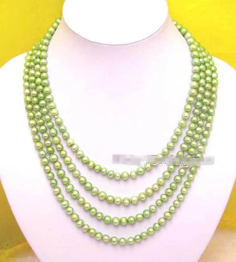 

Hot sale new Style >>>>> Super Long 80 inch 7mm Green Freshwater Pearl Necklace