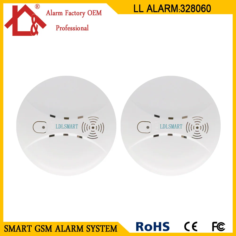 

Wireless Smoke Fire Detector Smoke Alarm for GSM PSTN Home Security System without Battery 2PCS