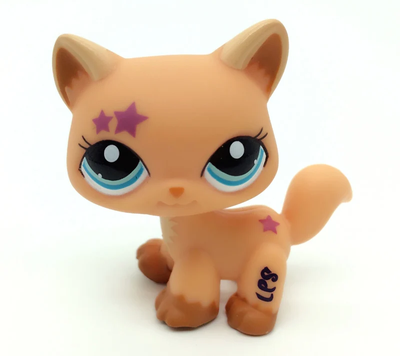 126 Lps настоящий редкий pet shop игрушки прекрасный Редкий черный Кот Голубые глаза белый розовый блеск котенок животные Детский подарок - Цвет: 126