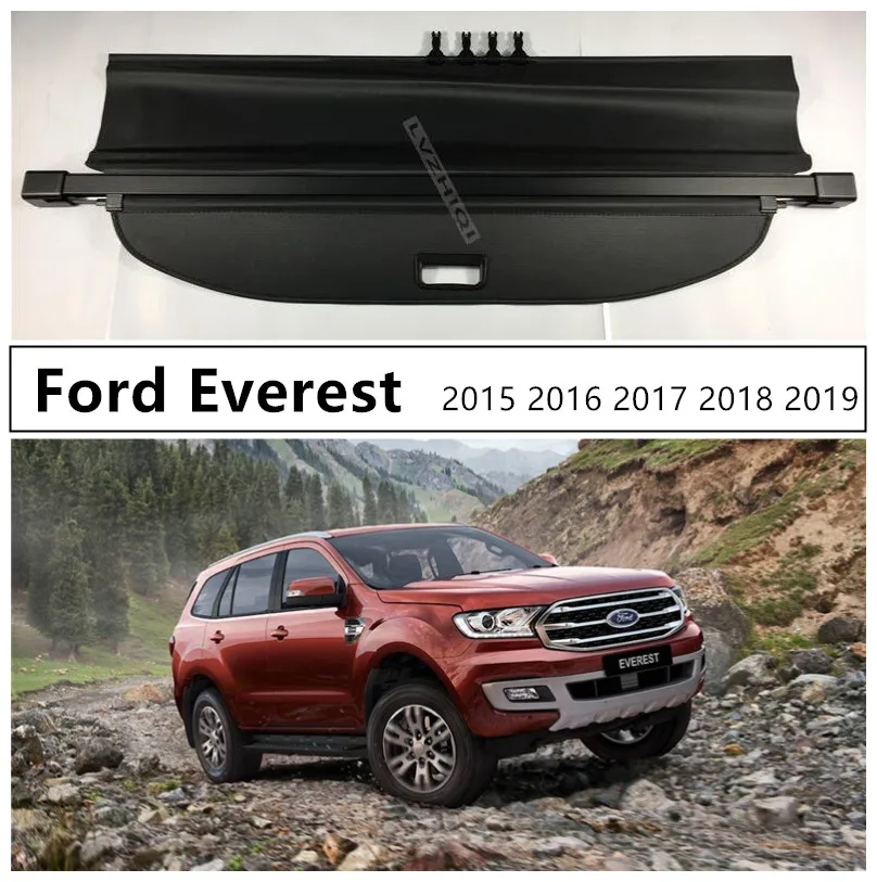 

Rear Trunk Security Shield Cargo Cover For Ford Everest 2015 2016 2017 2018 2019 High Qualit Black Beige Auto Accessories