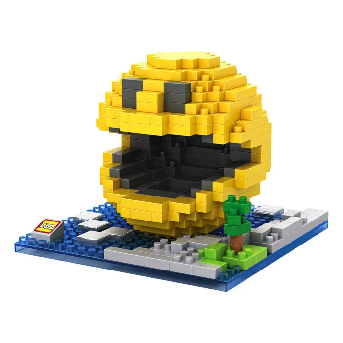 Пиксели PacMan микро Блоки Модель для сборки Сделай Сам экшн кроя с изображением