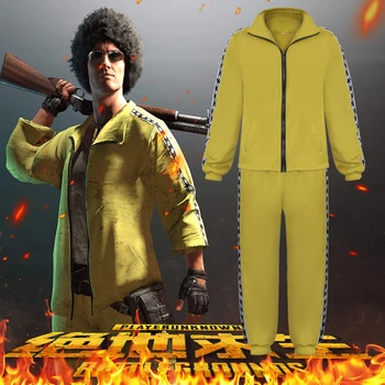 

PUBG Playerunknown's Battlegrounds Cosplay Costume Coat Yellow Sportswear Suits Adult Halloween Costume Jacket Coat+Pants
