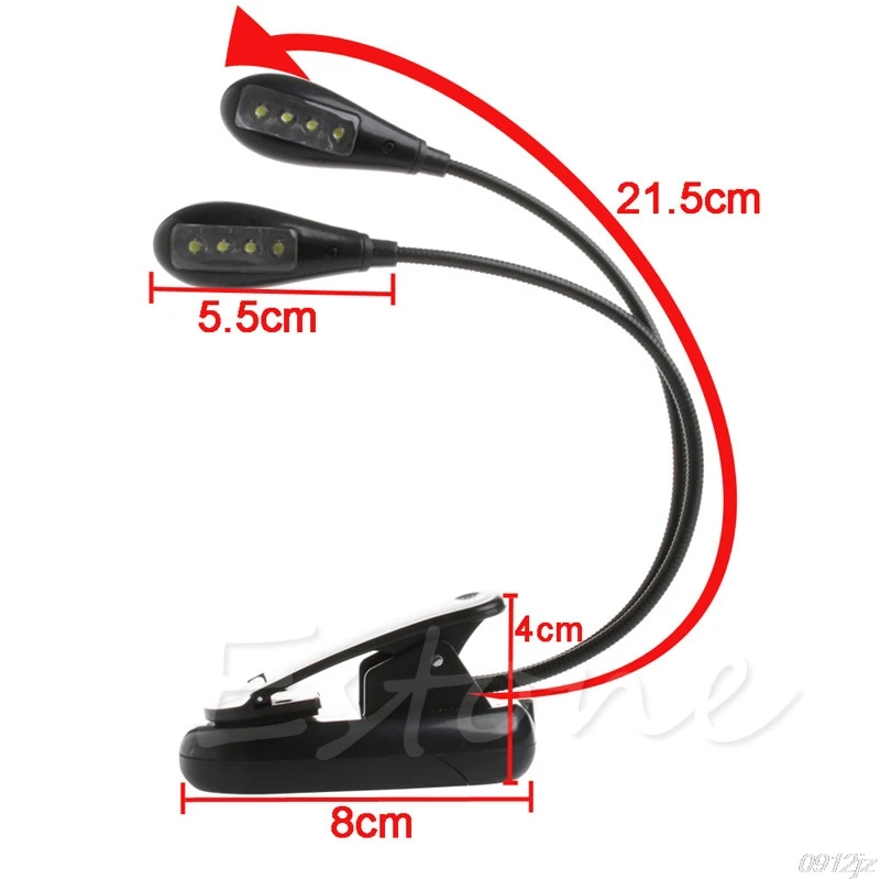 Клипса Регулируемый двойной рычаг 8 светодиодный фортепианный музыкальный стенд книжный светильник лампа для чтения C90A Новинка Прямая поставка
