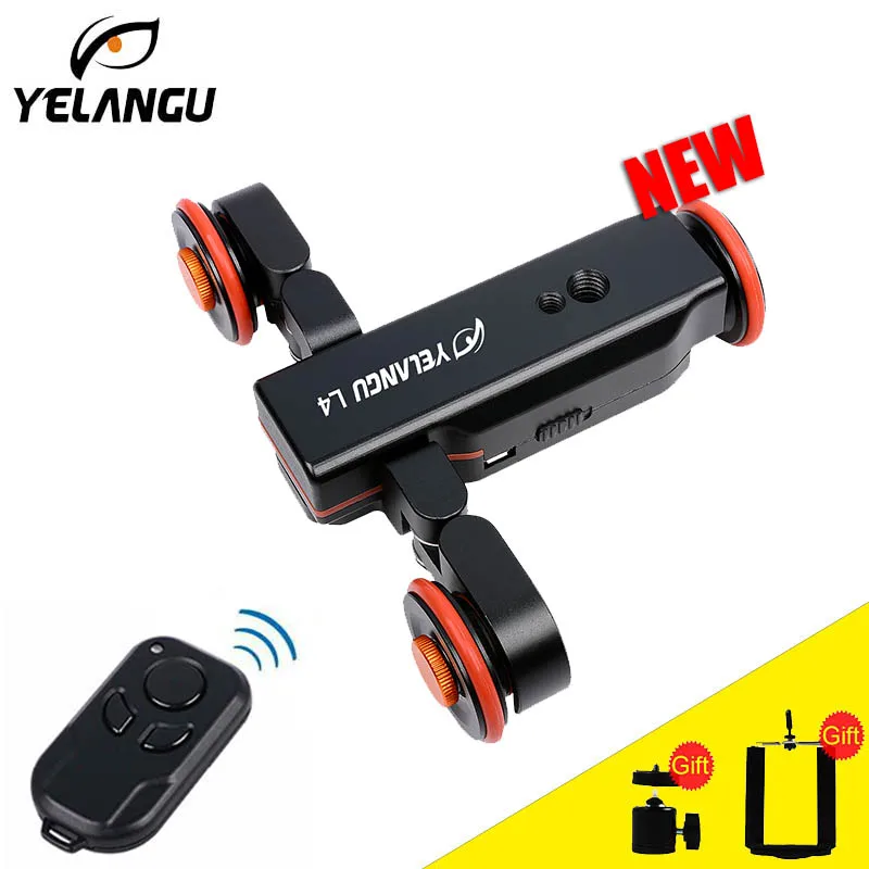 Yelangu L4 Remote Control Electric Video Dolly 3 Wheel Pulley Car Rail