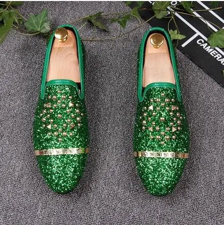 Новинка Роскошная мужская модная повседневная обувь Золотистые блестящие
