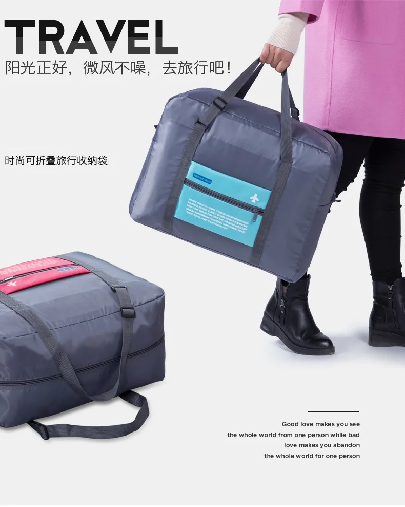 Модные водонепроницаемые дорожная сумка большая Ёмкость сумка Для женщин Для мужчин нейлон складной сумка унисекс Чемодан путешествия