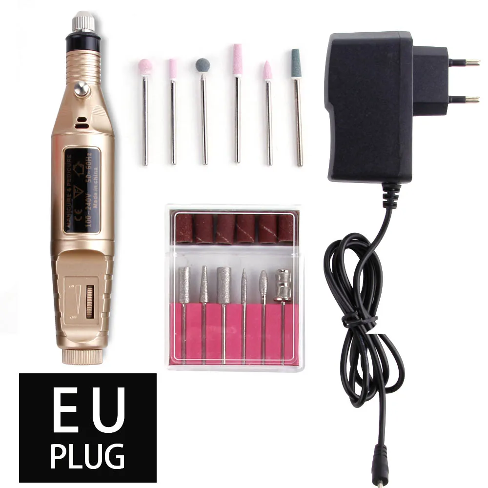 Gold Pen Set5 Силиконовые Керамика ногтей сверло полировщик резиновый Remover Электрический Маникюр машина инструменты фрезы Griding бафик для ногтей - Цвет: Gold Pen Set5