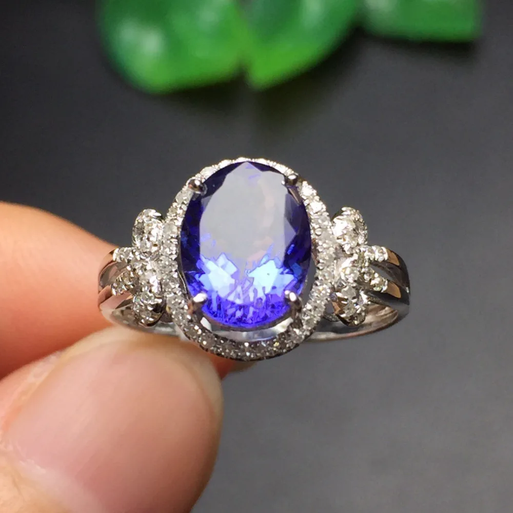 Fine Jewelry Customized Size Real 18K Rose Gold AU750 100% Natural Tanzanite Gemstone Female ...