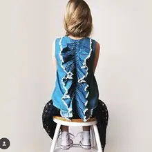 Hot 2016 Baby Girls Denim Ruffle Shirts Kids Girl Wash Blue Jumper Tops Babies Summer Fashion Jean Blouse Children’s Clothing
