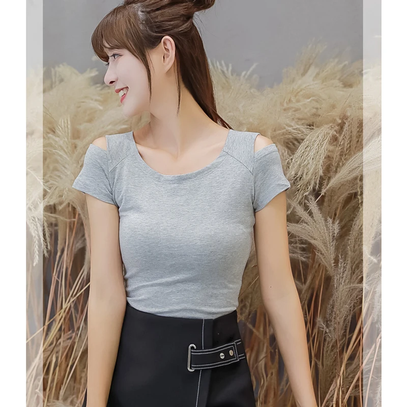 

cotton t shirt women tops tee shirt femme camisetas mujer 2019 off shoulder tshirt women t-shir twhite black summer t shirts