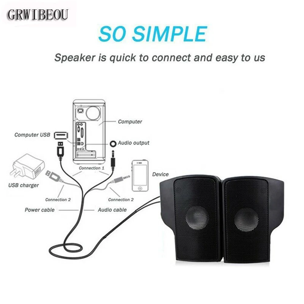 Новый портативный мини USB стерео динамик Саундбар для ноутбука Mp3 музыкальный