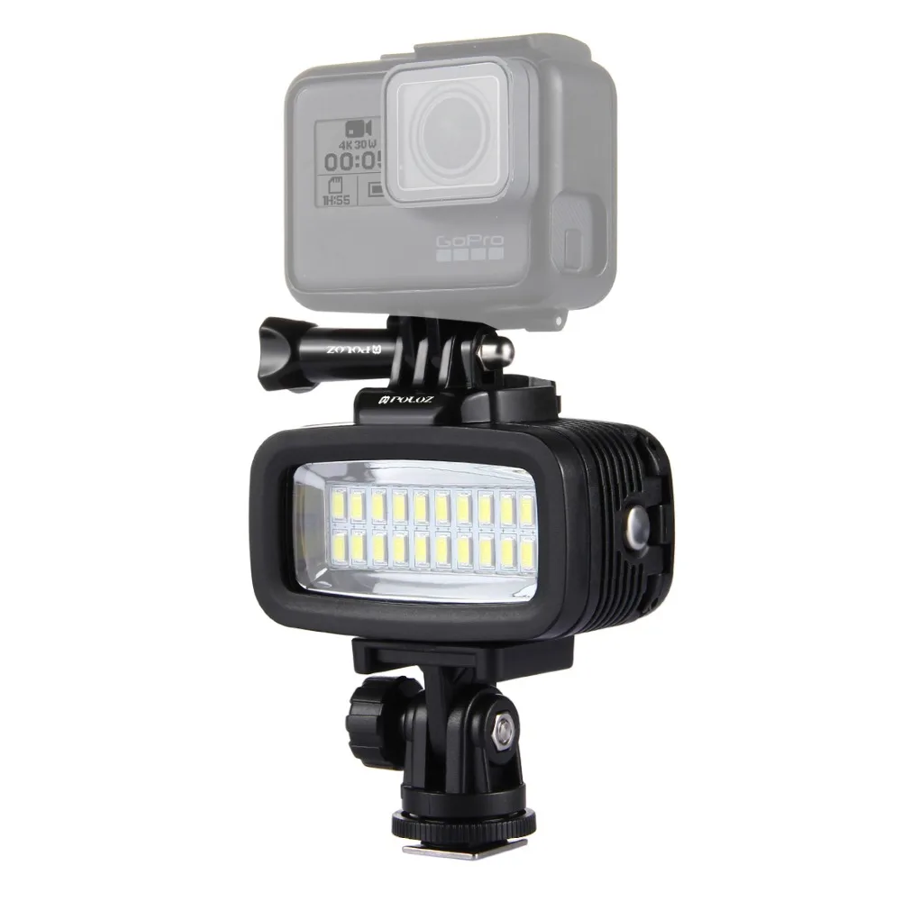 PULUZ Камера вспышки возможностью погружения на глубину до 30 м Водонепроницаемый IPx8 студия светильник видео и фото светильник+ быстросъемным основанием 20 светодиодов для спортивной экшн-камеры Go Pro вспышки