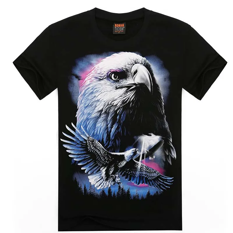 AZEL moške priložnostne orli živali natisnjene 3D majice moške nove črne pletene bombažne o vratu vrhovi majice 2019 poletne moške obleke MT