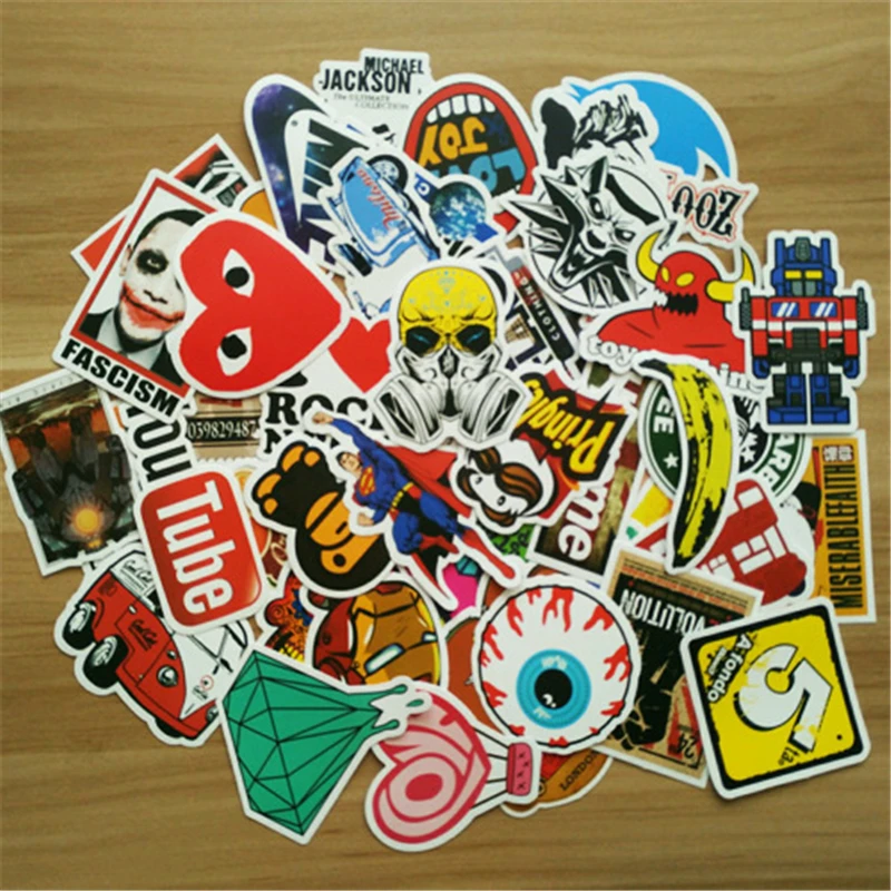 50 قطعة/الوحدة الهاتف المحمول ملصقا لفون 6 7 8 × plus tcl htc للسياحة صندوق الأمتعة سكيت محمول قنبلة ملصق pegatinas