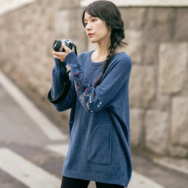 INMAN 2018 New Products Women Autumn Pullovers Fleece Embroidered Womens Sweaters Loose INMAN 2018 New Products Women Autumn Pullovers Fleece Embroidered Womens Sweaters Loose