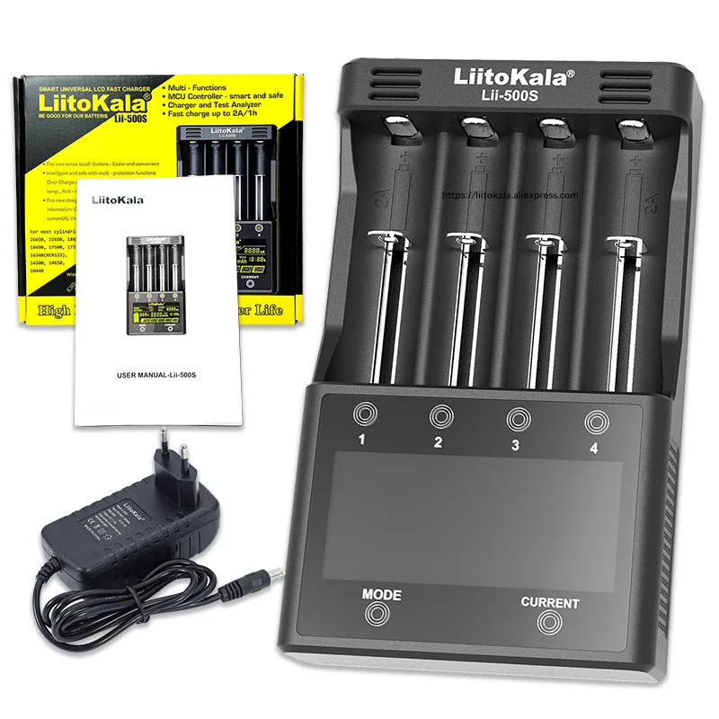 Liitokala Lii-PD4 Lii-500 Lii-500S 18650 зарядное устройство ЖК-дисплей для 18650 21700 26650 AA AAA и т. д. батарея тестовая Емкость - Цвет: Lii-500S and adapter