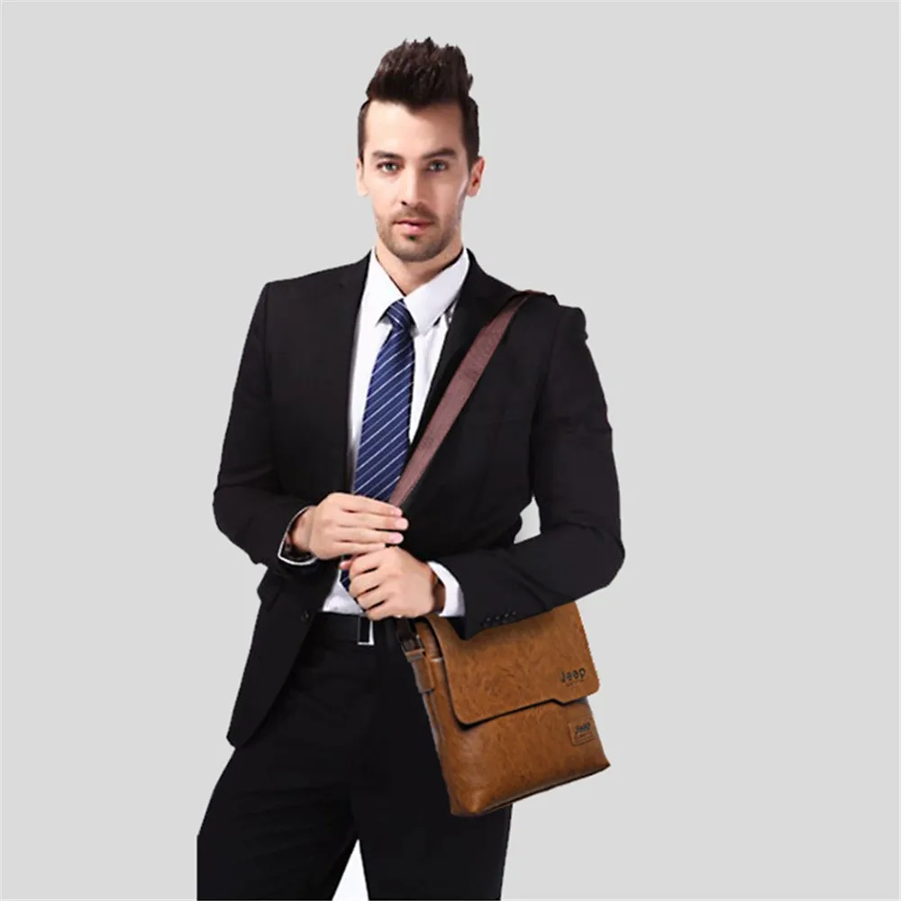  JEEP BULUO Man Messenger Bag 2 Set Men Pu Leather Shoulder Bags Business Crossbody Casual Bag Famou - 32845258108