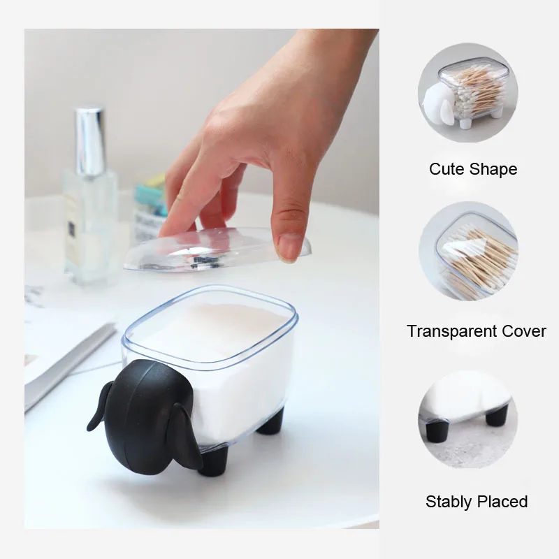 

1pc Premium Mini Plastic Cotton Bud Storage Box Sheep Shape Dirt-resistant Small Clip Storage Box Home Desktop Organizer