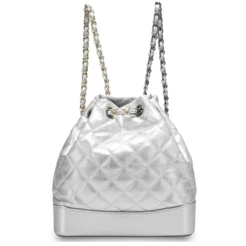 Женский рюкзак из натуральной кожи, маленькая сумка через плечо, серебряная сумка на цепочке, школьные сумки для подростков, дизайнерский женский рюкзак